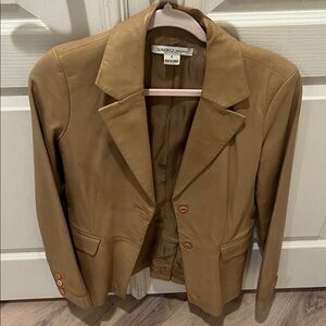 Vakko Women's Camel Lambskin Blazer